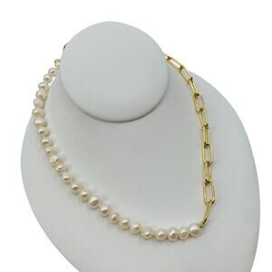 pearl paperclip chain casual cute necklace